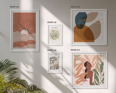 Billedkomposition til væg Abstrakte plantemotiver i boho-stil