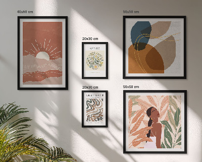 Billedkomposition til væg Abstrakte plantemotiver i boho-stil