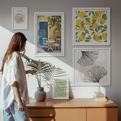 Billedsæt over sofa Stilfulde plantemotiver
