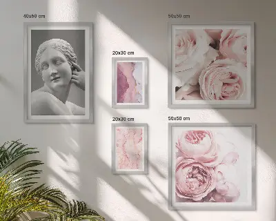 Klassiske blomsterskulpturer billedsæt over sofa