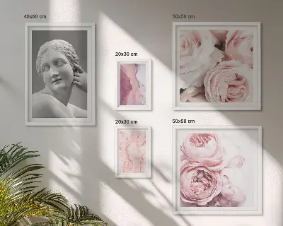 Klassiske blomsterskulpturer billedsæt over sofa