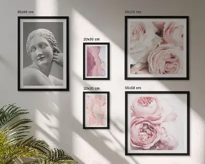 Klassiske blomsterskulpturer billedsæt over sofa