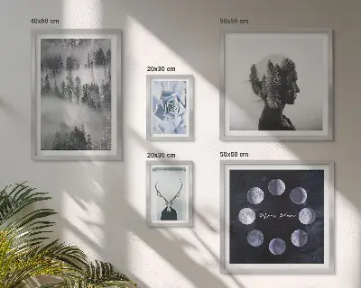 Billedkomposition til væg med motiver af naturlige skovrum