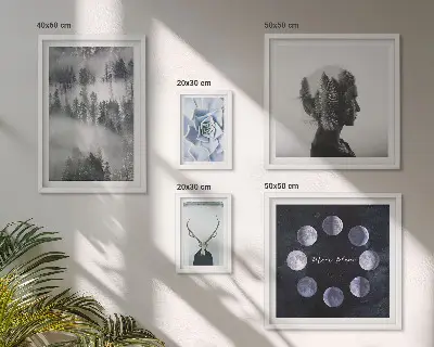 Billedkomposition til væg med motiver af naturlige skovrum