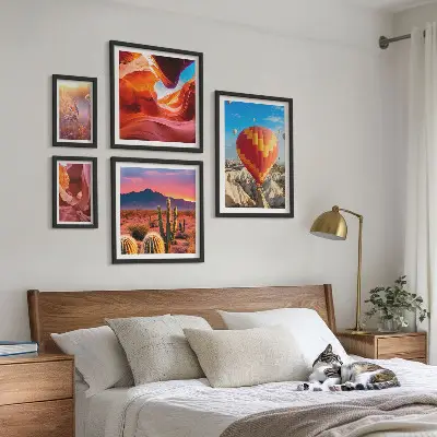 Ørkenballoner billedsæt over sofa