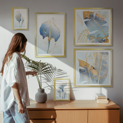 Billedsæt over sofa Stilfulde blomster, delikat natur