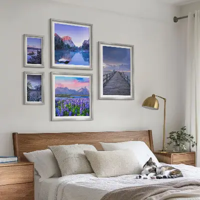 Billedsæt til over sofaen motiver af bjerg- og kystlandskaber