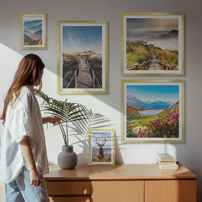 Billedsæt over sofa Landskaber med bjerge og vilde skove