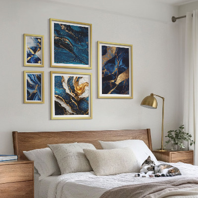 Billedsæt over sofa Abstrakte blå mønstre
