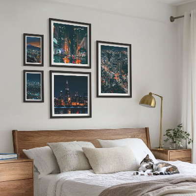 Billedsæt over sofa Natudsigter over moderne byer