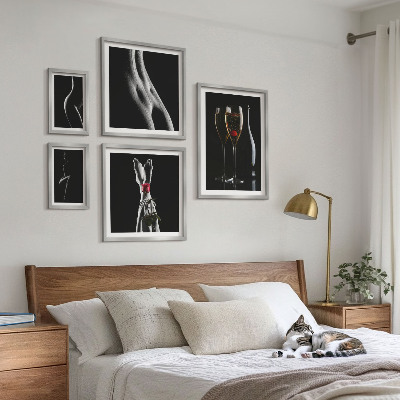 Billedkomposition til væg Elegante moderne detaljer i sort og rød