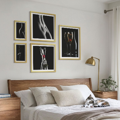 Billedkomposition til væg Elegante moderne detaljer i sort og rød