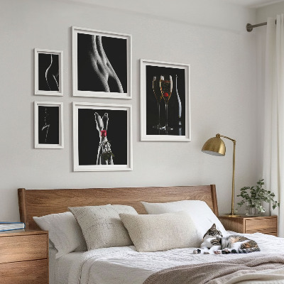Billedkomposition til væg Elegante moderne detaljer i sort og rød
