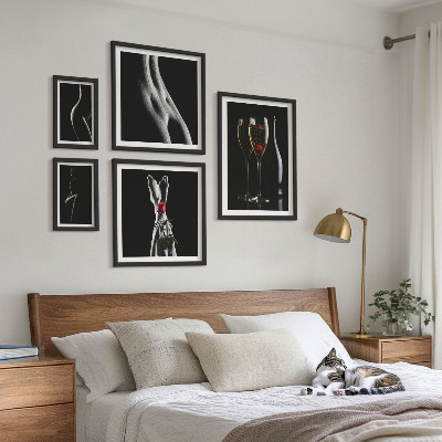 Billedkomposition til væg Elegante moderne detaljer i sort og rød