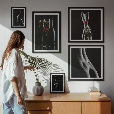 Billedkomposition til væg Elegante moderne detaljer i sort og rød