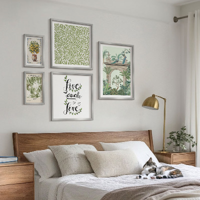 Billedkomposition til væg Plantemotiver med boho accenter