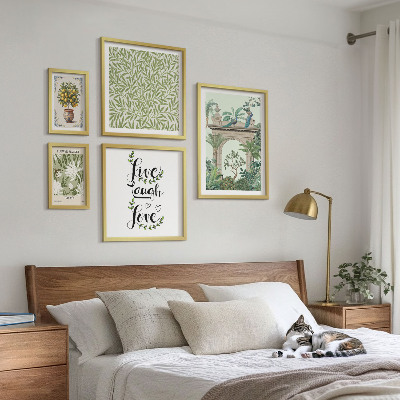 Billedkomposition til væg Plantemotiver med boho accenter