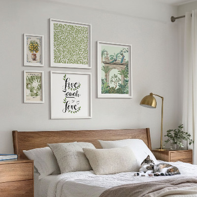 Billedkomposition til væg Plantemotiver med boho accenter