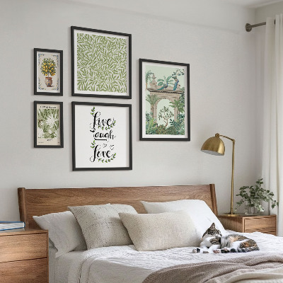 Billedkomposition til væg Plantemotiver med boho accenter