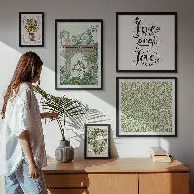 Billedkomposition til væg Plantemotiver med boho accenter