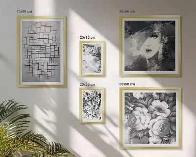 Billedkomposition til væg moderne portræt med abstrakte blomster