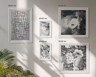 Billedkomposition til væg moderne portræt med abstrakte blomster