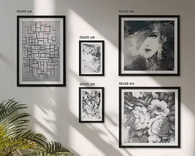 Billedkomposition til væg moderne portræt med abstrakte blomster