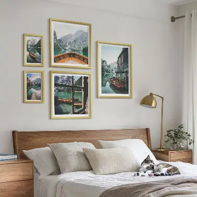 Søer bjerglandskab fred billedsæt over sofa