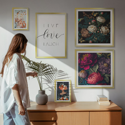 Billedkomposition til væg Blomstermotiverende slogans