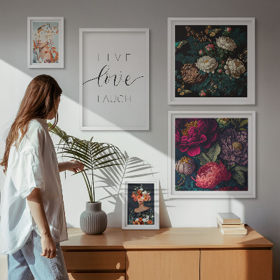 Billedkomposition til væg Blomstermotiverende slogans