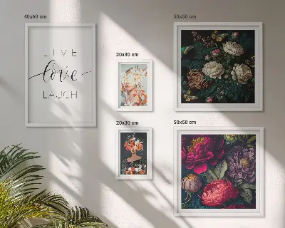 Billedkomposition til væg med blomstermotiverende slogans
