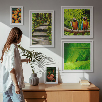 Billedsæt over sofa Tropiske naturfrugtmotiver