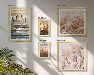 Billedsæt over sofa med fredelige naturmotiver