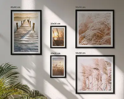 Billedsæt over sofa med fredelige naturmotiver