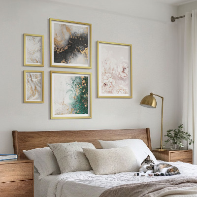 Billedsæt over sofa Blomsterdetaljer abstrakt elegance