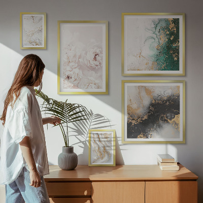 Billedsæt over sofa Blomsterdetaljer abstrakt elegance