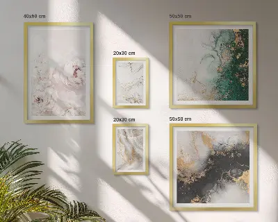 Billedsæt over sofa med abstrakt blomstermotiv i elegant stil