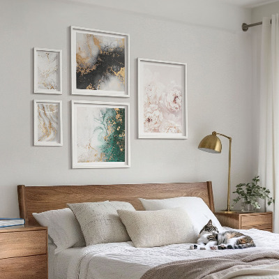 Billedsæt over sofa Blomsterdetaljer abstrakt elegance