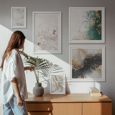Billedsæt over sofa Blomsterdetaljer abstrakt elegance