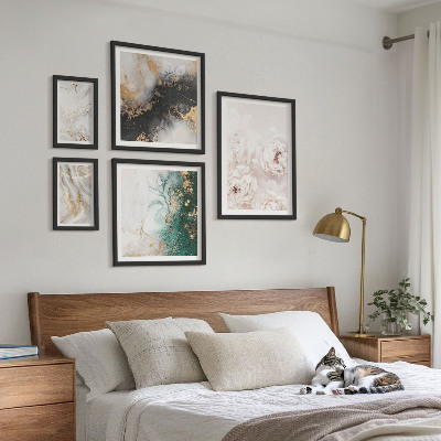 Billedsæt over sofa Blomsterdetaljer abstrakt elegance