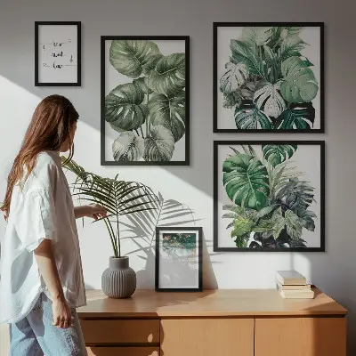 Billedsæt over sofa med moderne planteinspirationer