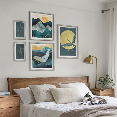 Billedsæt over sofa Fuglebjerge i moderne stil
