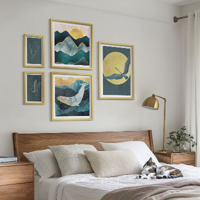 Billedsæt over sofa Fuglebjerge i moderne stil