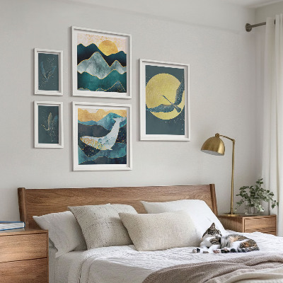 Billedsæt over sofa Fuglebjerge i moderne stil