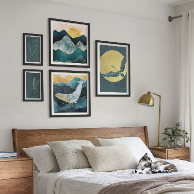 Billedsæt over sofa Fuglebjerge i moderne stil