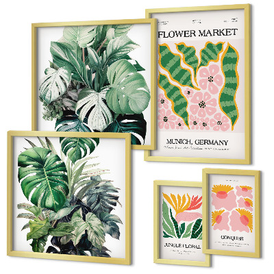 Billedkomposition til væg Plantemotiver boho blomster