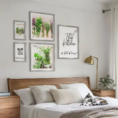 Billedsæt til sofa motiver med køkkenurter og madlavning