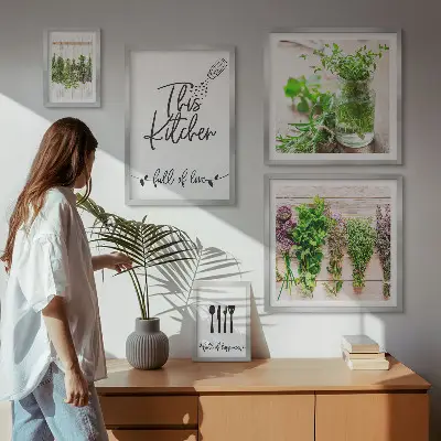 Billedsæt til sofa motiver med køkkenurter og madlavning