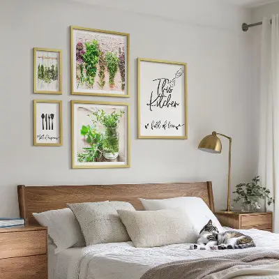 Billedsæt til sofa motiver med køkkenurter og madlavning