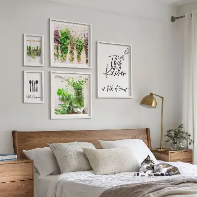 Billedsæt til sofa motiver med køkkenurter og madlavning